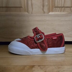Vans Kids Sparkly Red Mary Jane Sneakers